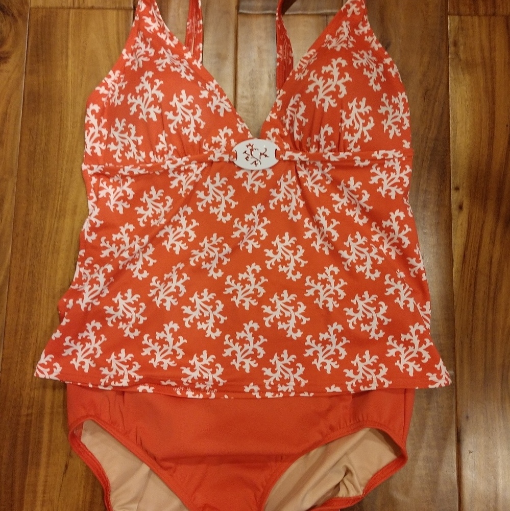 Land's End coral swimsuit